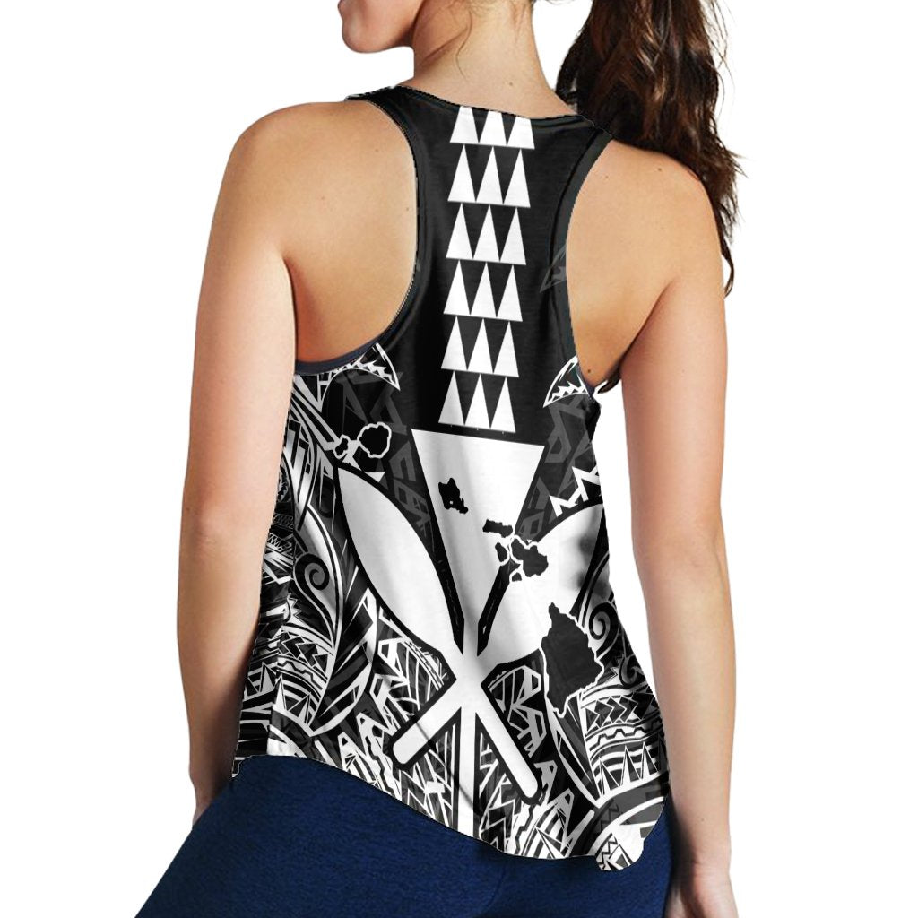 Hawaii Polynesian Kanaka Kakau Racerback Tank - Alan Style White - AH - Polynesian Pride