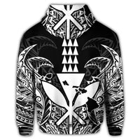 Hawaii Polynesian Zip Hoodie Kanaka Kakau Alan Style White - Polynesian Pride