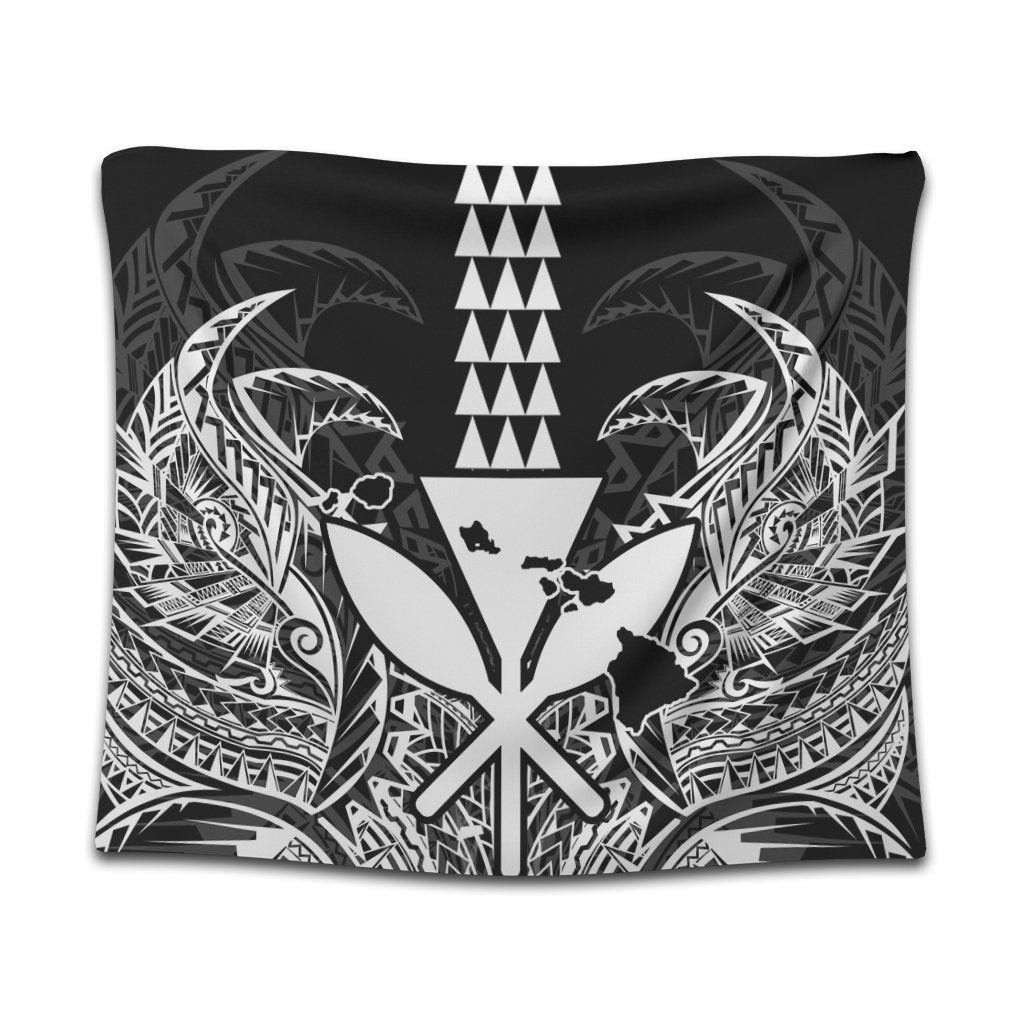 Hawaii Polynesian Kanaka Kakau Tapestry - Alan Style White - AH Wall Tapestry Black - Polynesian Pride