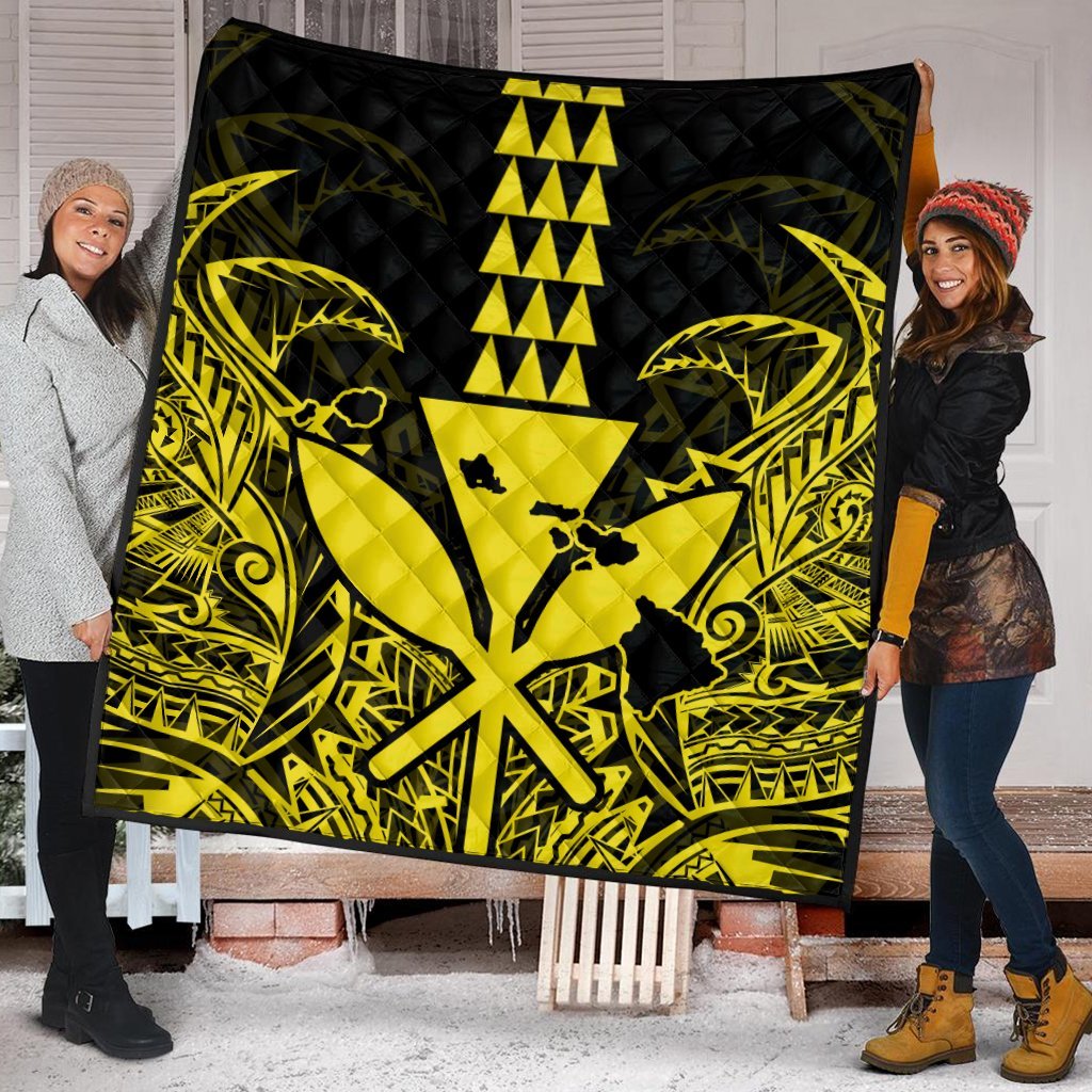 Hawaii Polynesian Kanaka Kakau Premium Quilts - Alan Style Yellow - AH - Polynesian Pride