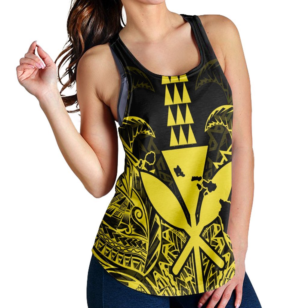 Hawaii Polynesian Kanaka Kakau Racerback Tank - Alan Style Yellow - AH - Polynesian Pride