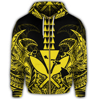 Hawaii Polynesian Zip Hoodie Kanaka Kakau Alan Style Yellow - Polynesian Pride