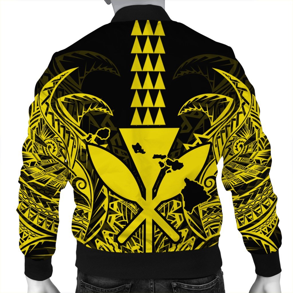 Hawaii Polynesian Kanaka Kakau Bomber Jacket - Alan Style Yellow - AH - Polynesian Pride