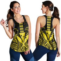 Hawaii Polynesian Kanaka Kakau Racerback Tank - Alan Style Yellow - AH Black - Polynesian Pride
