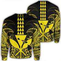 Hawaii Polynesian Kanaka Kakau Sweatshirt - Alan Style Yellow - AH Unisex Black - Polynesian Pride