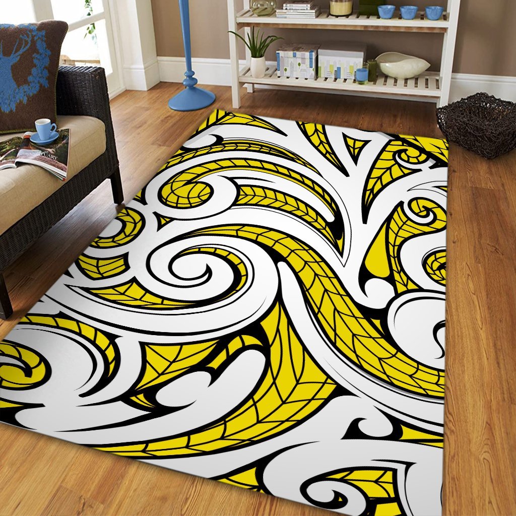 Hawaii Polynesian Maori Ethnic Ornament Yellow Area Rug - AH - Polynesian Pride