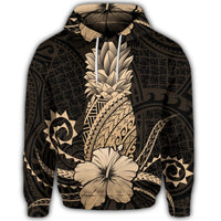 Hawaiian Polynesian Pineapple Hibiscus Hoodie Gold - Polynesian Pride