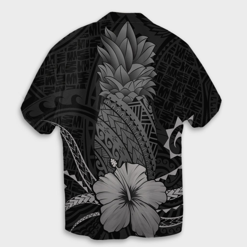 Hawaii Polynesian Pineapple Hibiscus Hawaiian Shirt - Gray - AH - Polynesian Pride