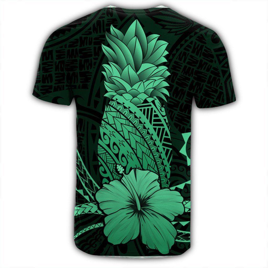 Hawaii Polynesian Pineapple Hibiscus T Shirt Green - Polynesian Pride