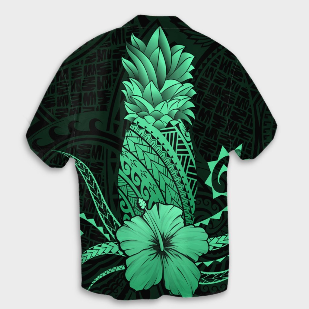 Hawaii Polynesian Pineapple Hibiscus Hawaiian Shirt - Green - AH - Polynesian Pride
