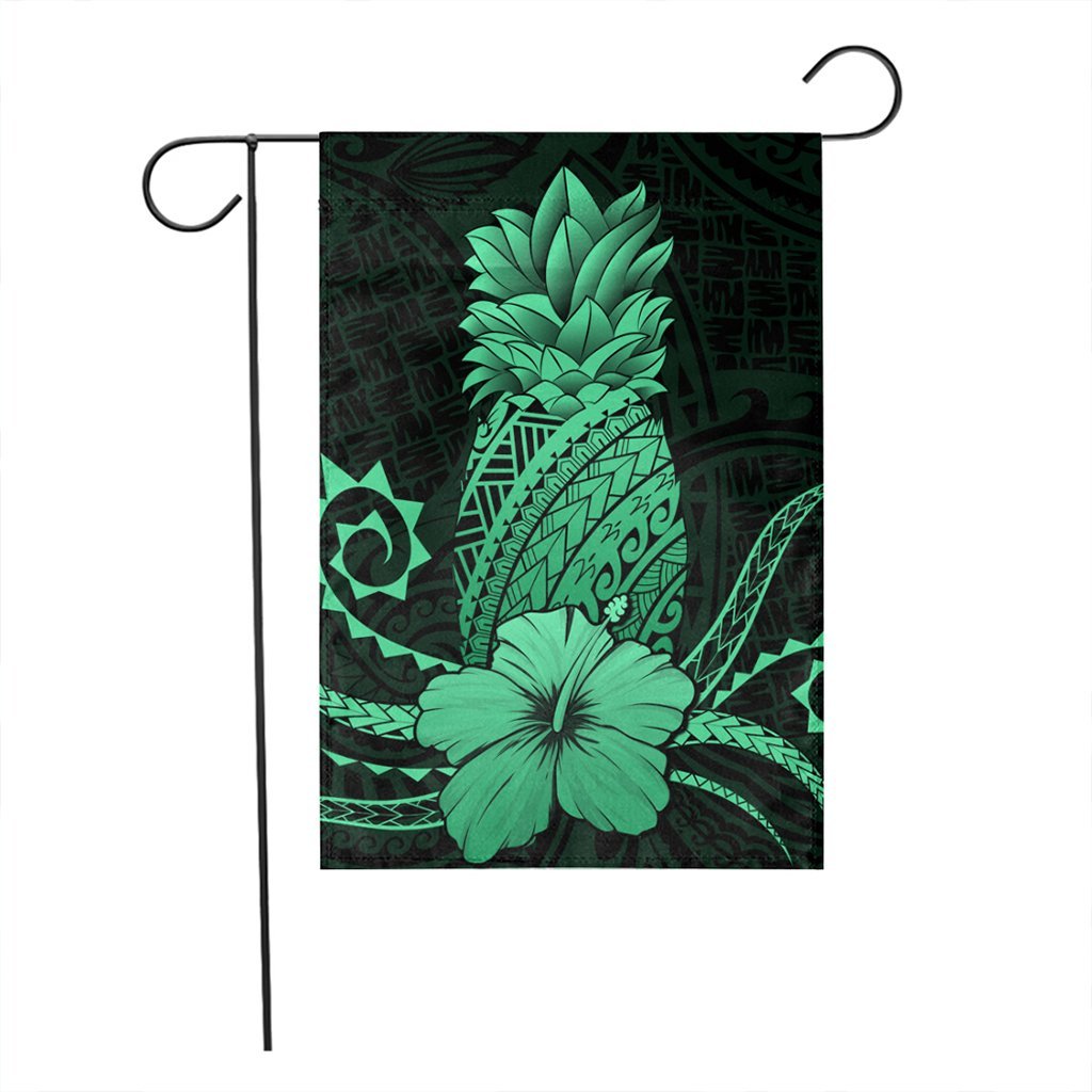 Hawaii Polynesian Pineapple Hibiscus Flag - Green - AH - Polynesian Pride