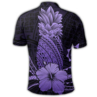 Hawaii Polynesian Pineapple Hibiscus Polo Shirt Purple - Polynesian Pride