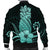 Hawaii Polynesian Pineapple Hibiscus Bomber Jacket - Turquoise - AH - Polynesian Pride