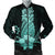 Hawaii Polynesian Pineapple Hibiscus Bomber Jacket - Turquoise - AH Black Unisex - Polynesian Pride