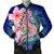 Hawaii Polynesian Pink Hibiscus Seahorse Bomber Jacket - AH Black Unisex - Polynesian Pride