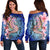 Hawaii Polynesian Pink Hibiscus Seahorse Women's Off Shoulder Sweater - AH Black - Polynesian Pride