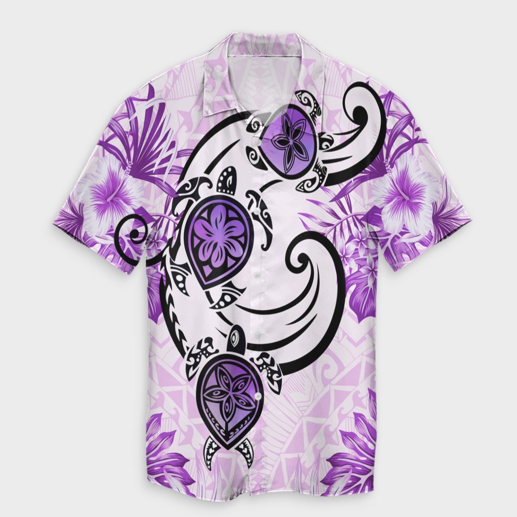 Hawaii Polynesian Plumeria Hibiscus Turtle Hawaiian Shirt - AH - Jack Style - Pink Unisex Black - Polynesian Pride