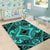 Hawaii Polynesian Plumeria Mix Turquoise Black Area Rug - AH - Polynesian Pride