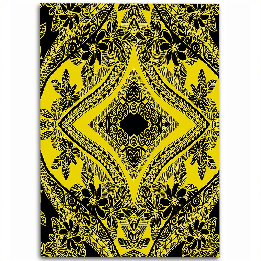 Hawaii Polynesian Plumeria Mix Yellow Black Area Rug - AH Luxurious - Polynesian Pride