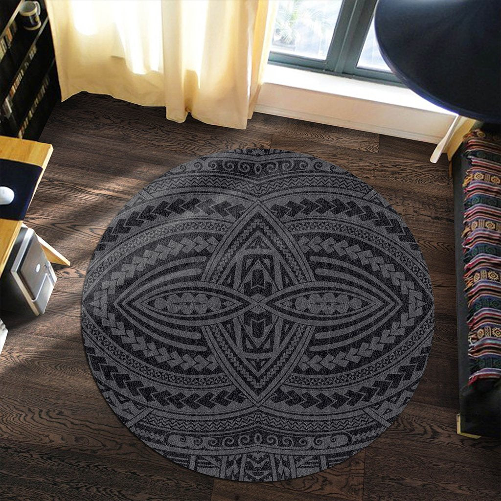 Hawaii Polynesian Seamless Gray Round Carpet - AH - Polynesian Pride