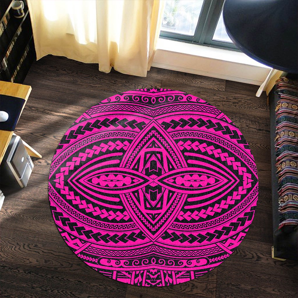 Hawaii Polynesian Seamless Pink Round Carpet - AH - Polynesian Pride