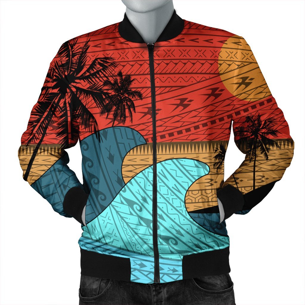 Hawaii Polynesian Sun Down Bomber Jacket - AH Black Unisex - Polynesian Pride