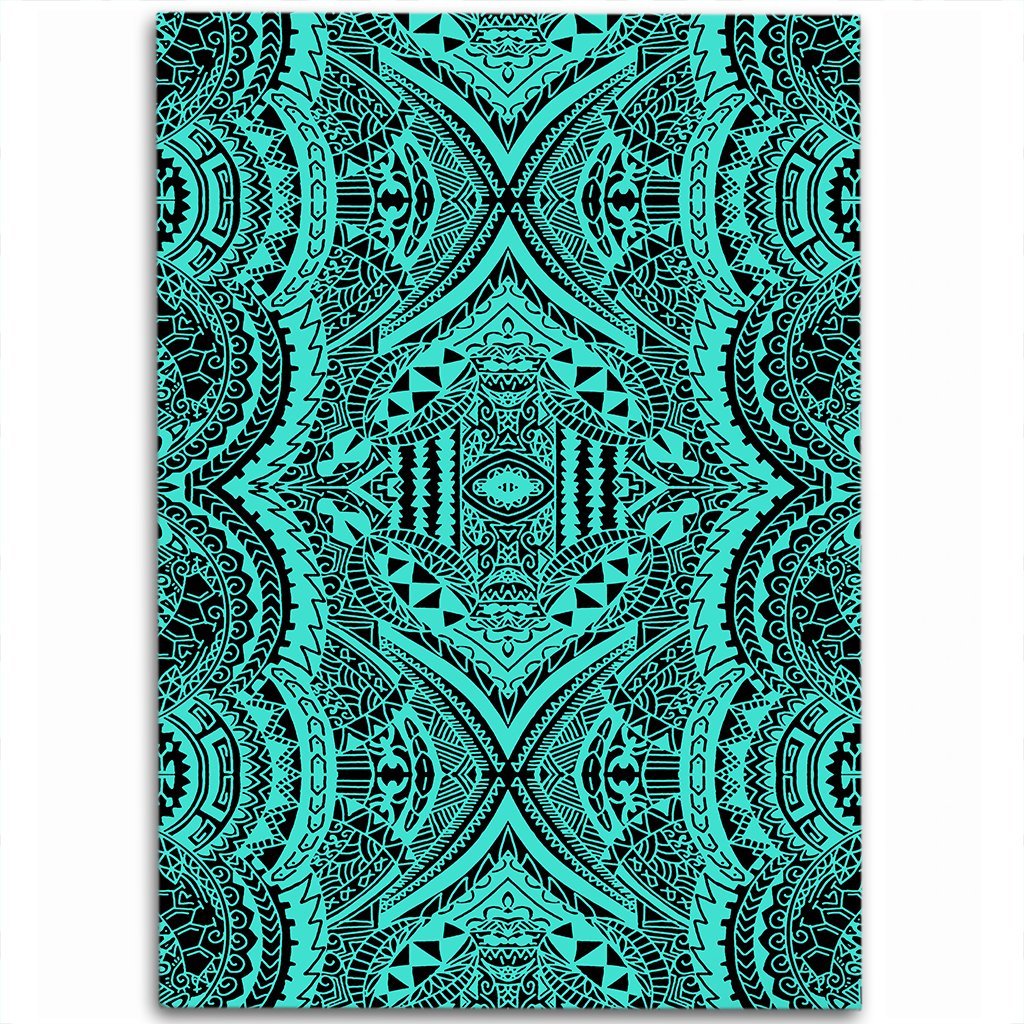 Hawaii Polynesian Symmetry Turquoise Area Rug - AH Luxurious - Polynesian Pride