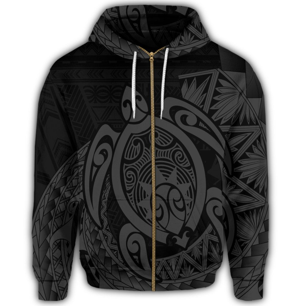Hawaii Polynesian Turtle Zip Hoodie Gray - Polynesian Pride