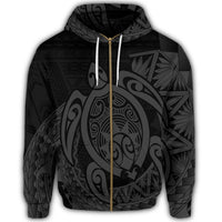 Hawaii Polynesian Turtle Zip Hoodie Gray - Polynesian Pride