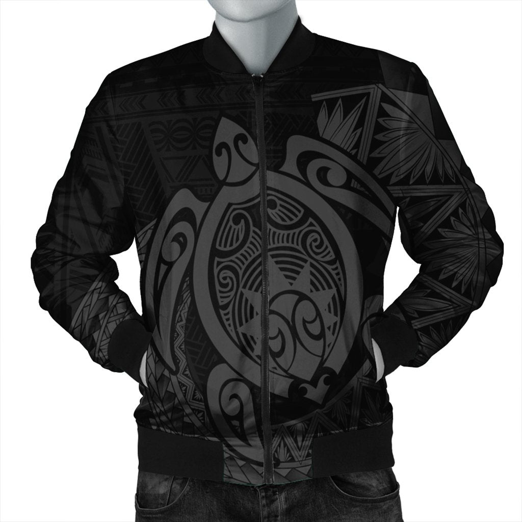 Hawaii Polynesian Turtle Bomber Jacket - Gray - AH Black Unisex - Polynesian Pride