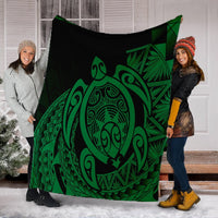 Hawaii Polynesian Turtle Premium Blankets - Green - AH - Polynesian Pride