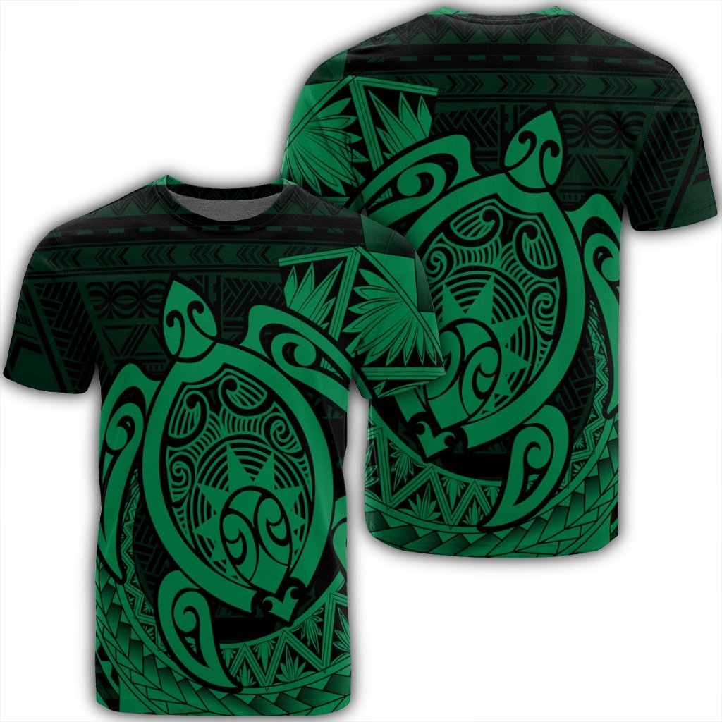 Hawaii Polynesian Turtle T Shirt Green Unisex Black - Polynesian Pride