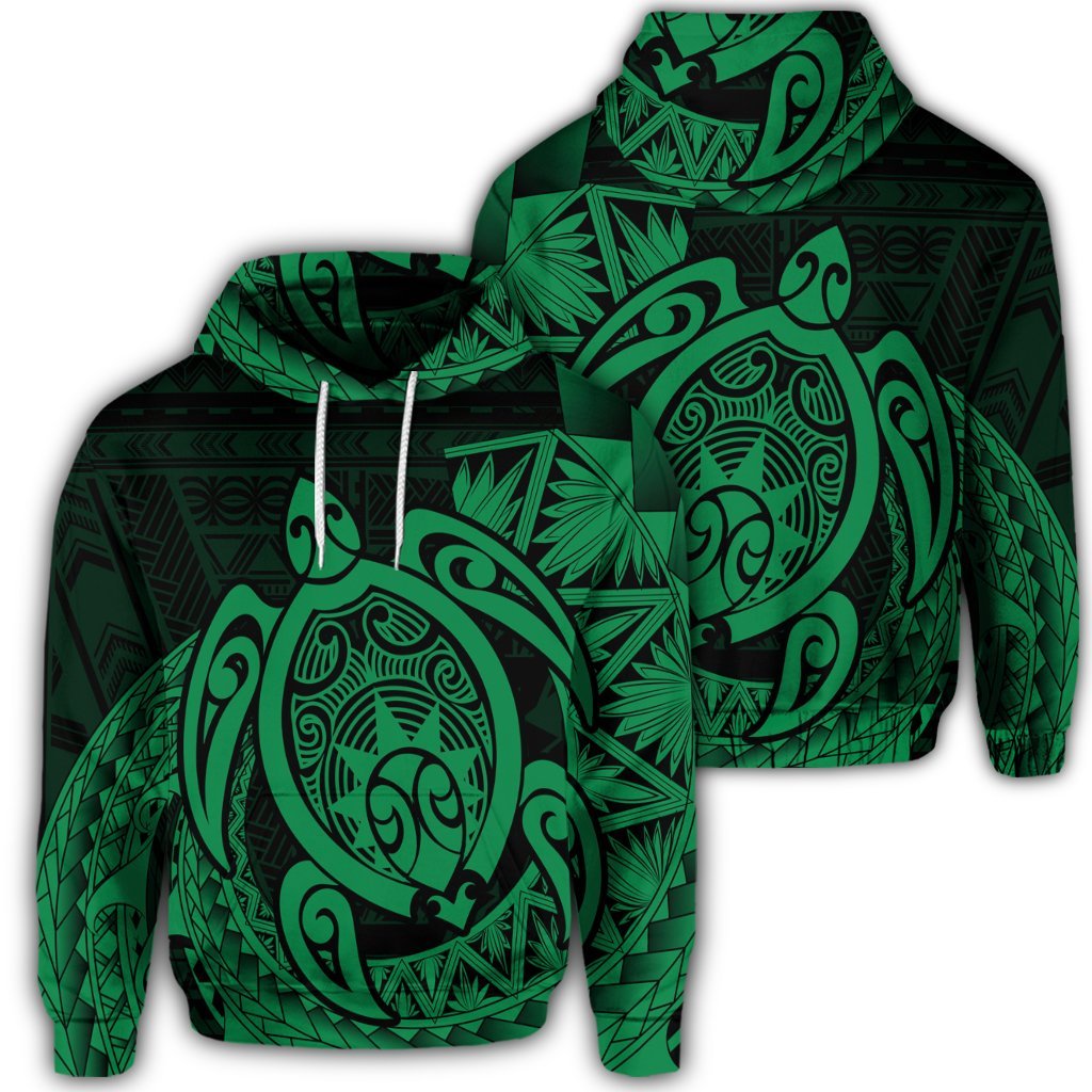 Hawaiian Polynesian Turtle Hoodie Green Unisex Art - Polynesian Pride