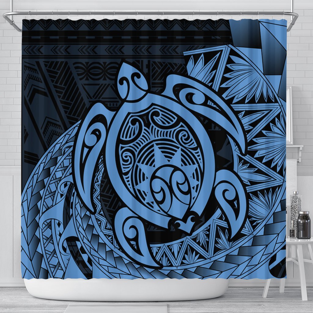 Hawaii Polynesian Turtle Shower Curtain - Pastel - AH 177 x 172 (cm) Black - Polynesian Pride