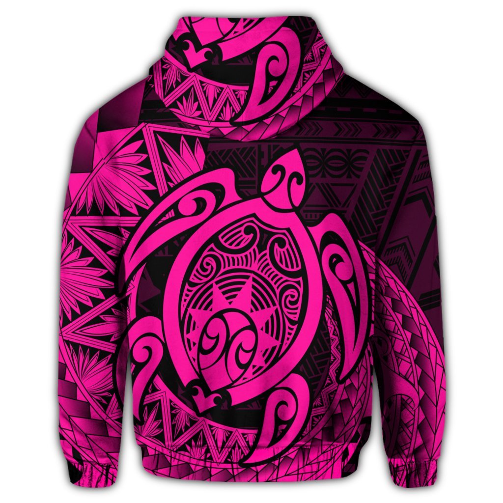Hawaii Polynesian Turtle Zip Hoodie Pink - Polynesian Pride