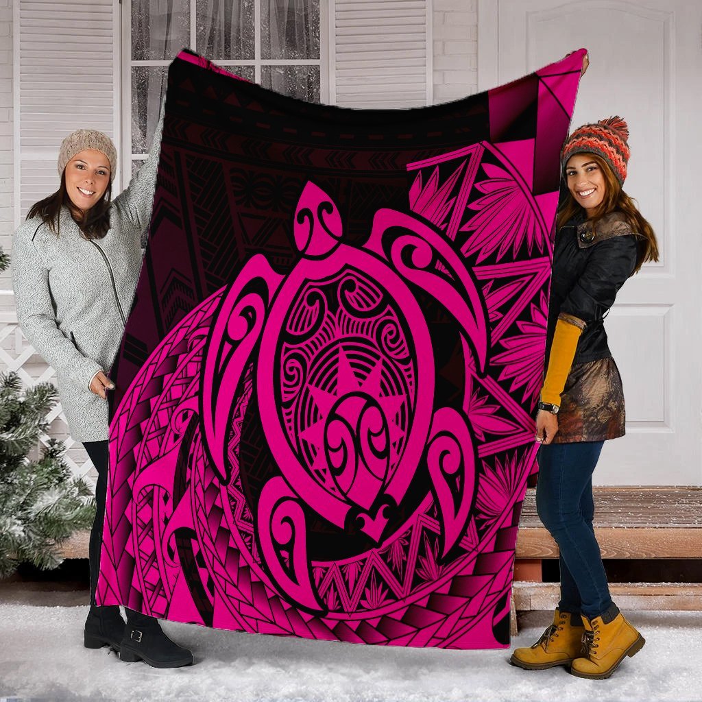 Hawaii Polynesian Turtle Premium Blankets - Pink - AH - Polynesian Pride