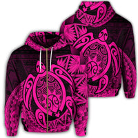 Hawaii Polynesian Turtle Zip Hoodie Pink Unisex Art - Polynesian Pride