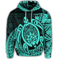 Hawaiian Polynesian Turtle Hoodie Turquoise - Polynesian Pride