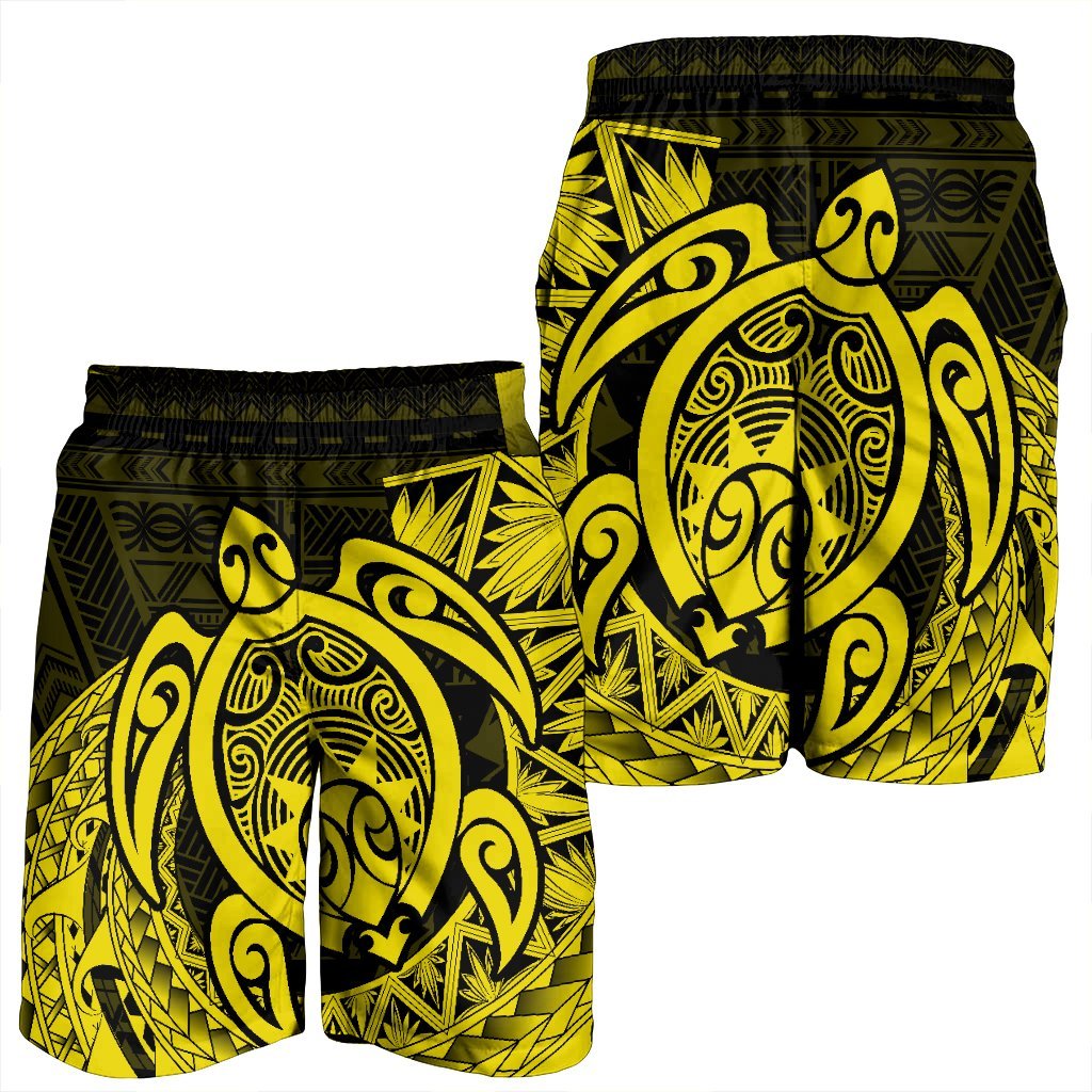 Hawaii Polynesian Turtle Men's Shorts - Yellow - AH - Polynesian Pride