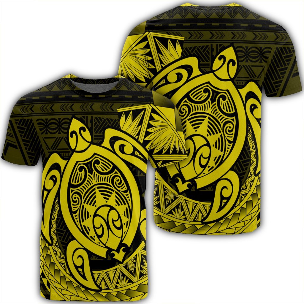 Hawaii Polynesian Turtle T Shirt Yellow Unisex Black - Polynesian Pride