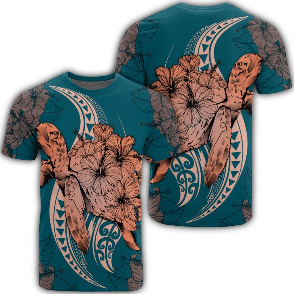 Hawaii Polynesian Turtle Hibiscus T Shirt Unisex Black - Polynesian Pride