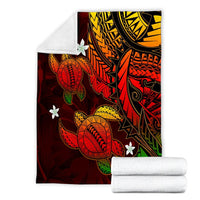 Hawaii Polynesian Turtle Hibiscus Premium Blankets - Color Flag - AH - Polynesian Pride