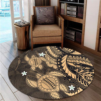 Hawaii Polynesian Turtle Hibiscus Round Carpet - Gold - AH - Polynesian Pride