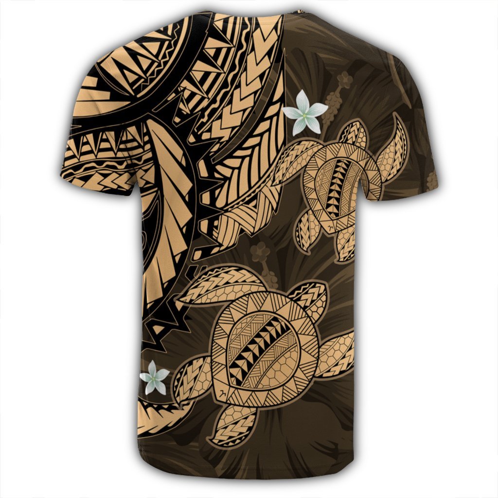Hawaii Polynesian Turtle Hibiscus T Shirt Gold - Polynesian Pride