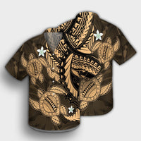 Hawaii Polynesian Turtle Hibiscus Hawaiian Shirt - Gold - AH - Polynesian Pride