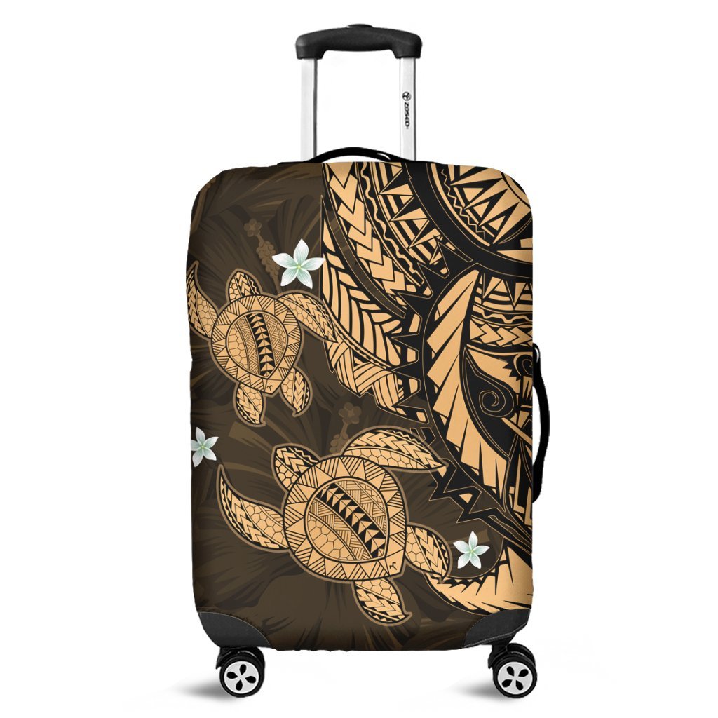 Hawaii Polynesian Turtle Hibiscus Luggage Covers - Gold - AH Black - Polynesian Pride