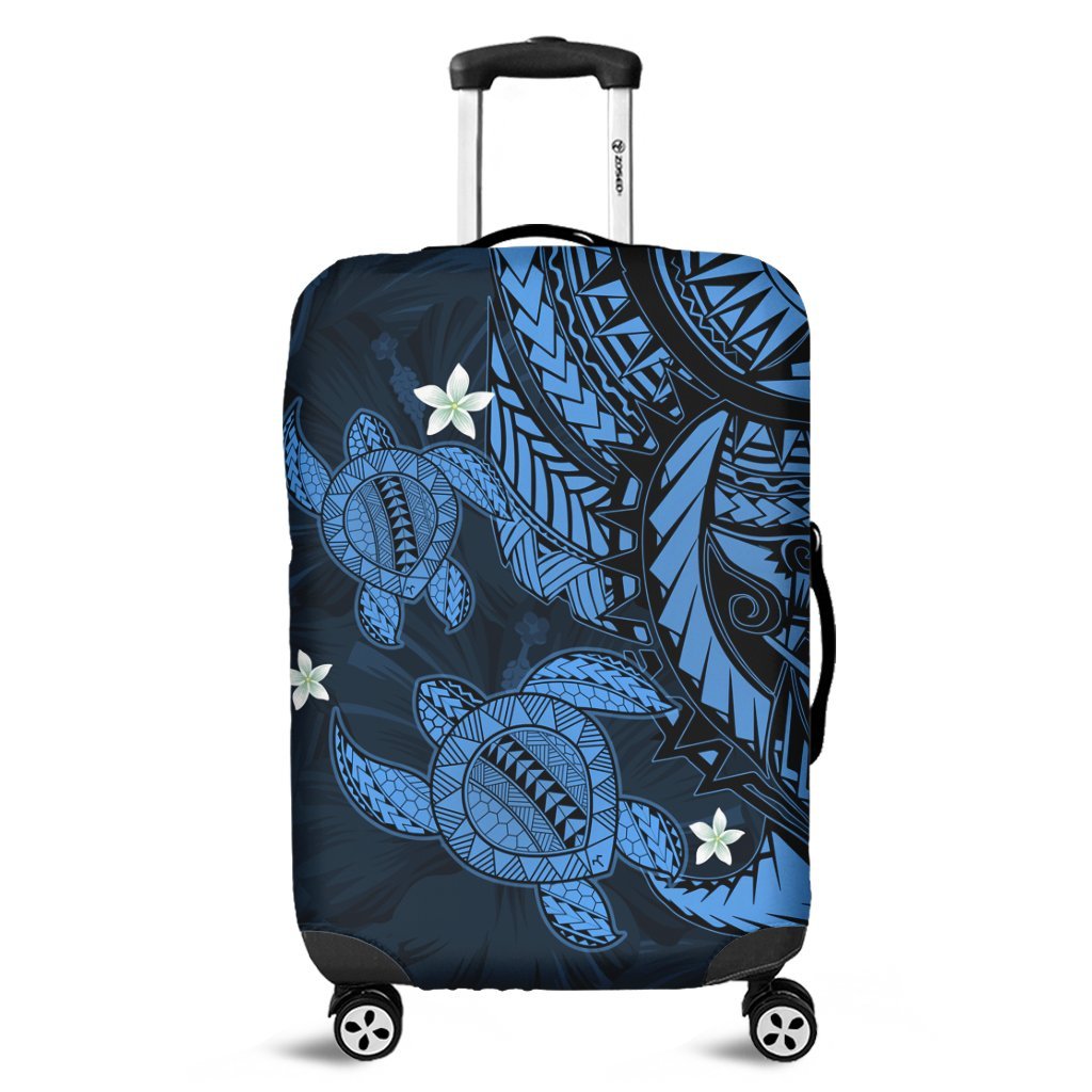 Hawaii Polynesian Turtle Hibiscus Luggage Covers - Pastel Blue - AH Black - Polynesian Pride