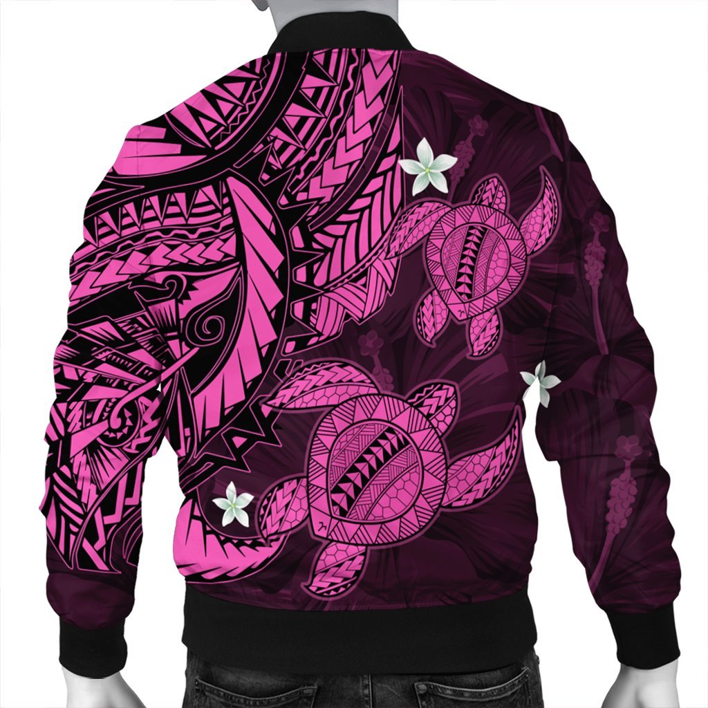 Hawaii Polynesian Turtle Hibiscus Bomber Jacket - Pink - AH - Polynesian Pride