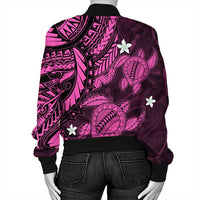 Hawaii Polynesian Turtle Hibiscus Bomber Jacket - Pink - AH - Polynesian Pride