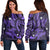 Hawaii Polynesian Turtle Hibiscus Women's Off Shoulder Sweater - Purple - AH Black - Polynesian Pride